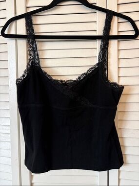 Edikted Black Lace Trim Tank Top